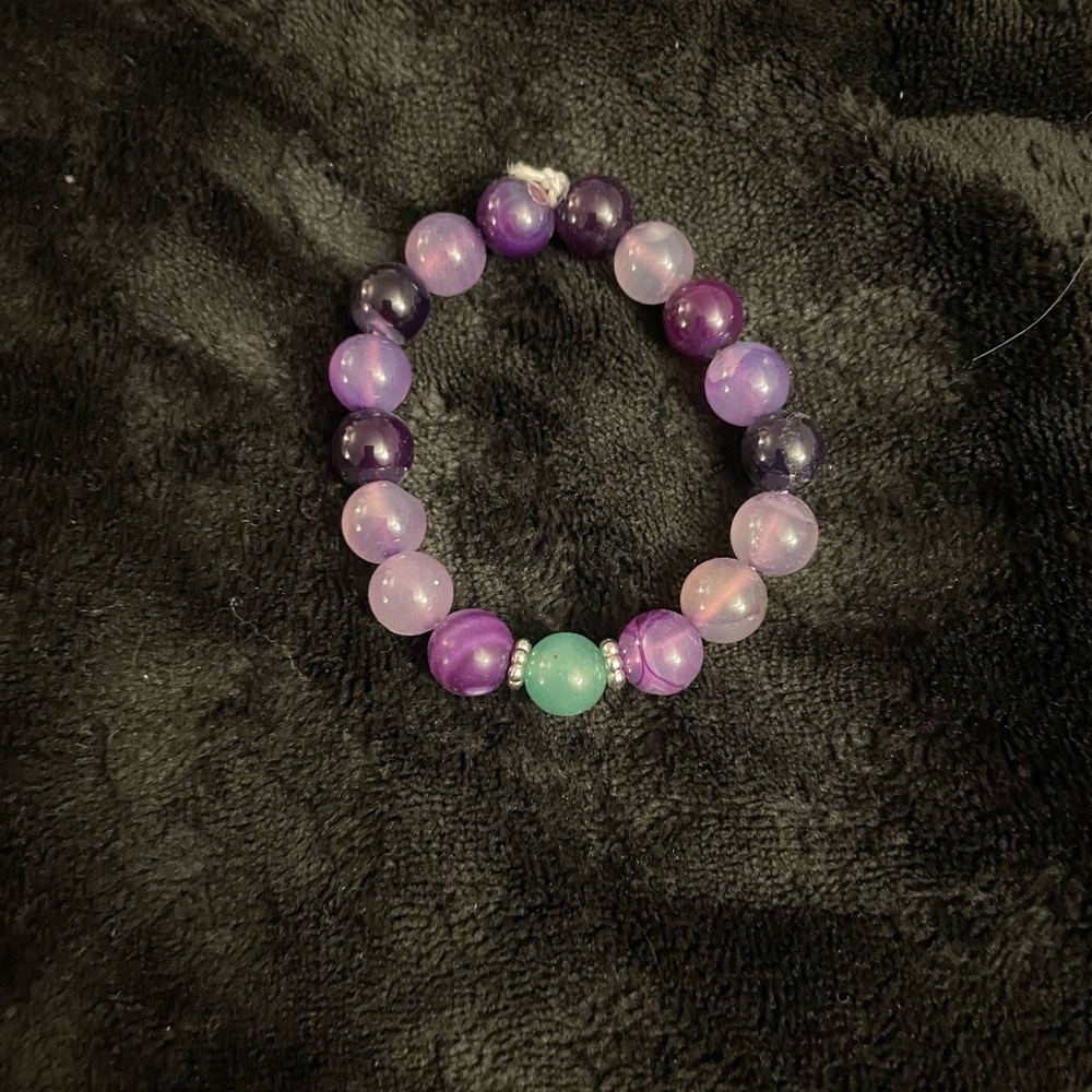 Purple and Green Beaded Bracelet